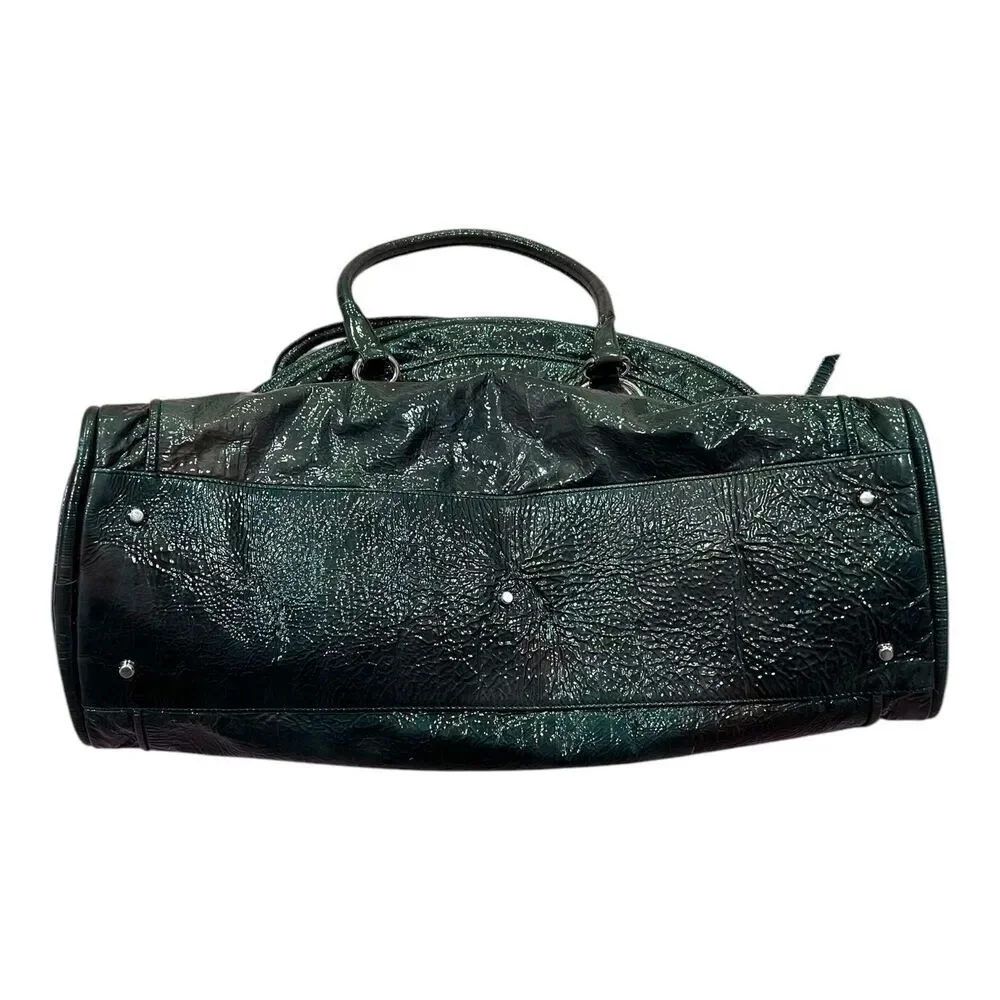 Abro Dark Green Large Bowling Style Leather Tote Bag